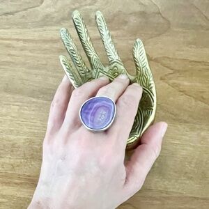 LAST CHANCE‼️ HStern Brazilian Large Genuine Purple Agate Geode Ring